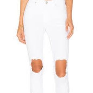 Free People White Busted Knee Skinny Jeans Sz 26